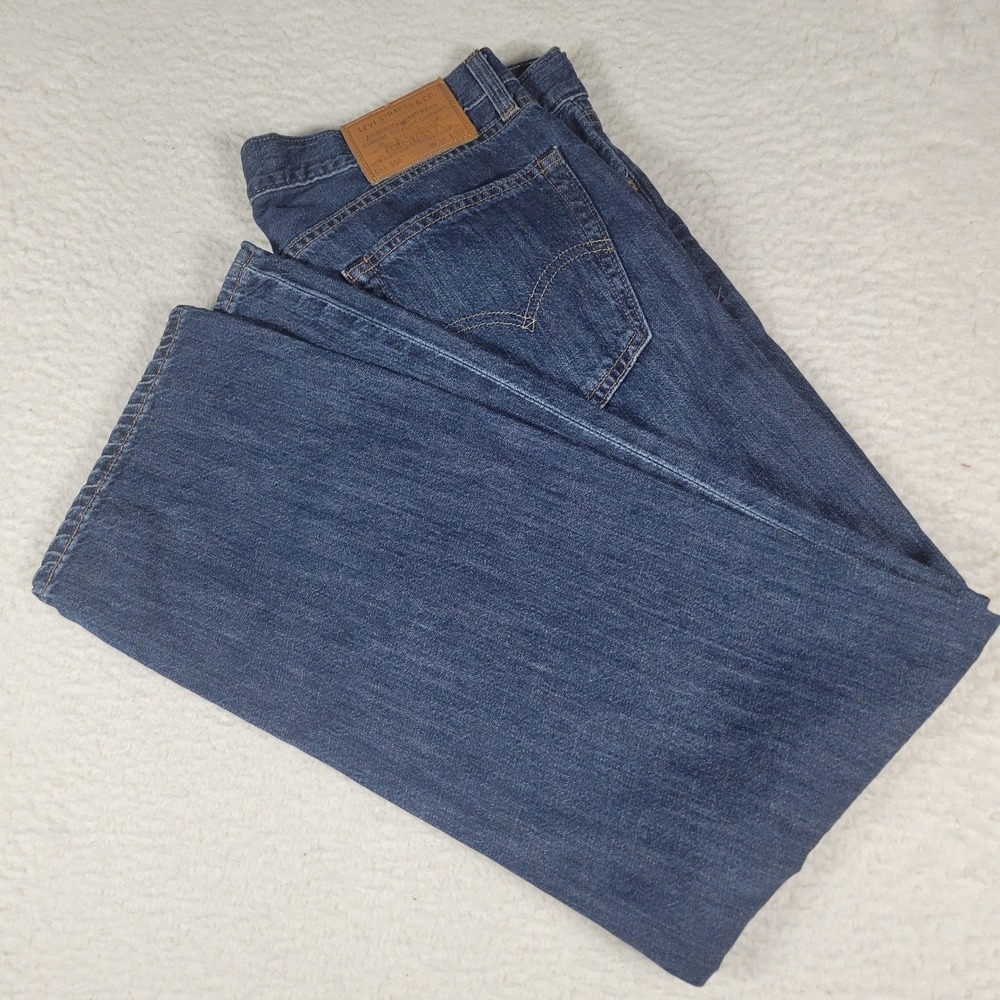 Levis 555 Original Fit Jeans Mens 36x32 Blue Dark Wash Premium Straight Leg‎